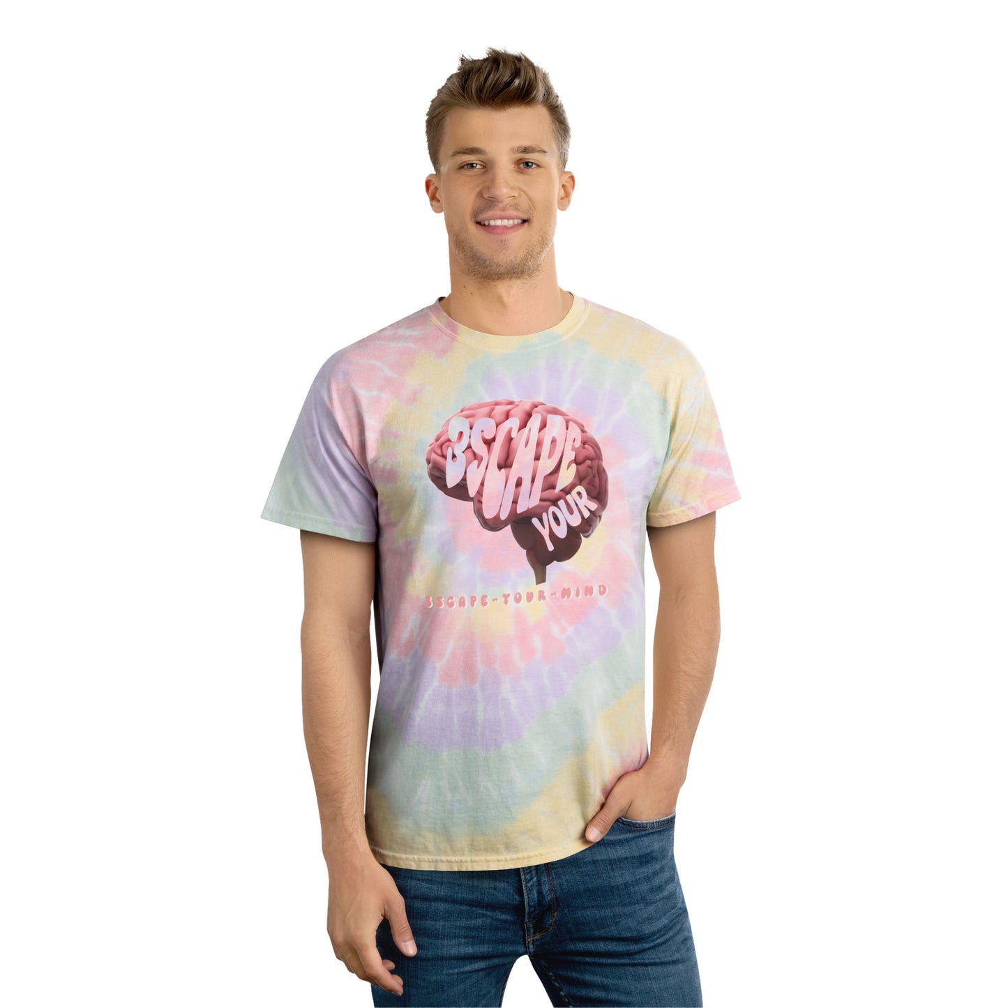 Faded Pink 3D Brain Tie Dye Tee