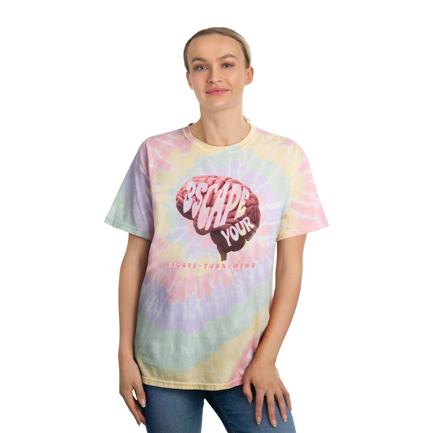 Faded Pink 3D Brain Tie Dye Tee