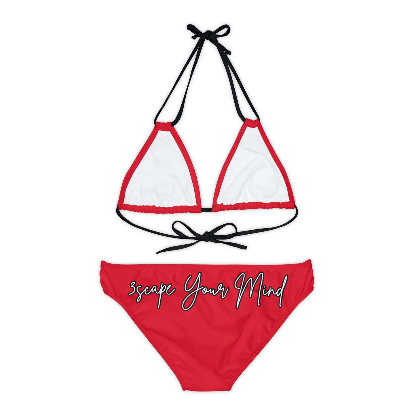 Red Falling Rose 2 Piece Tie Up Swimsuit