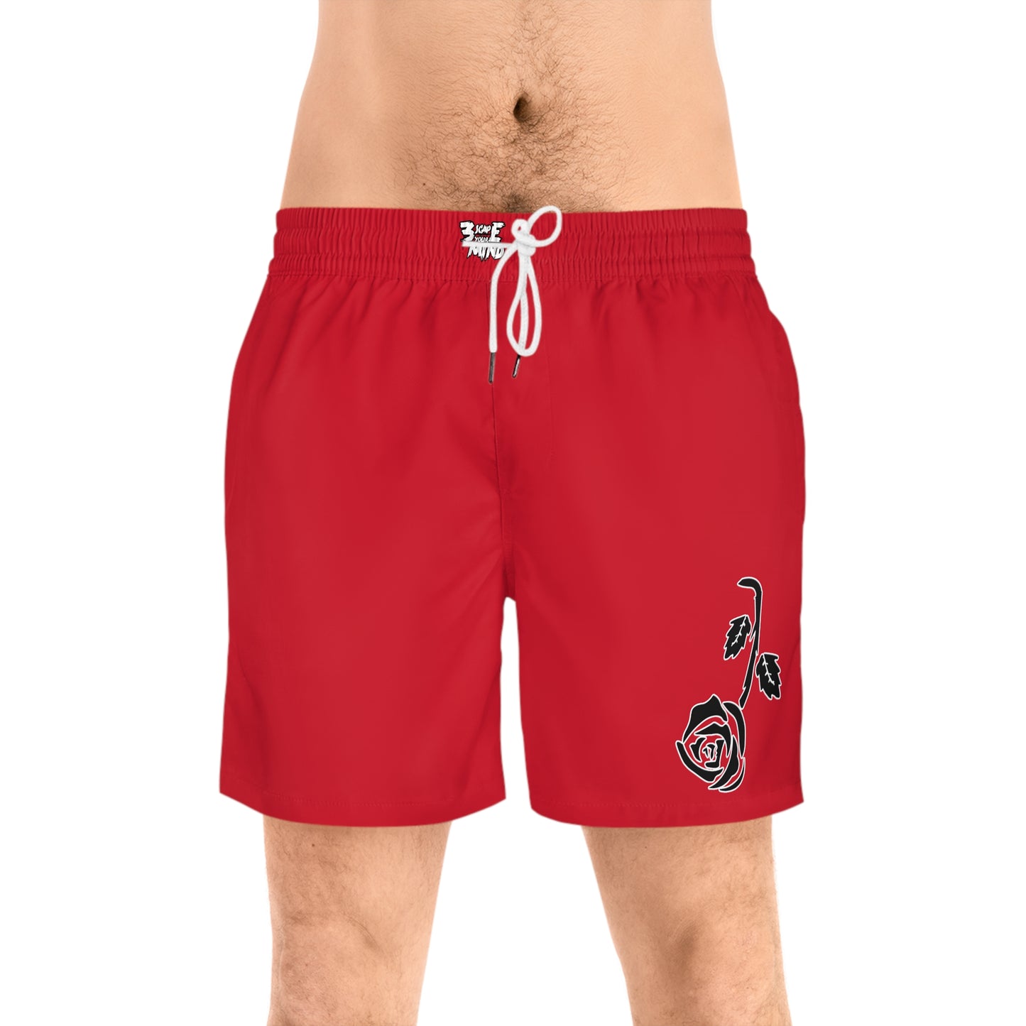 Red Falling Rose Swim Shorts