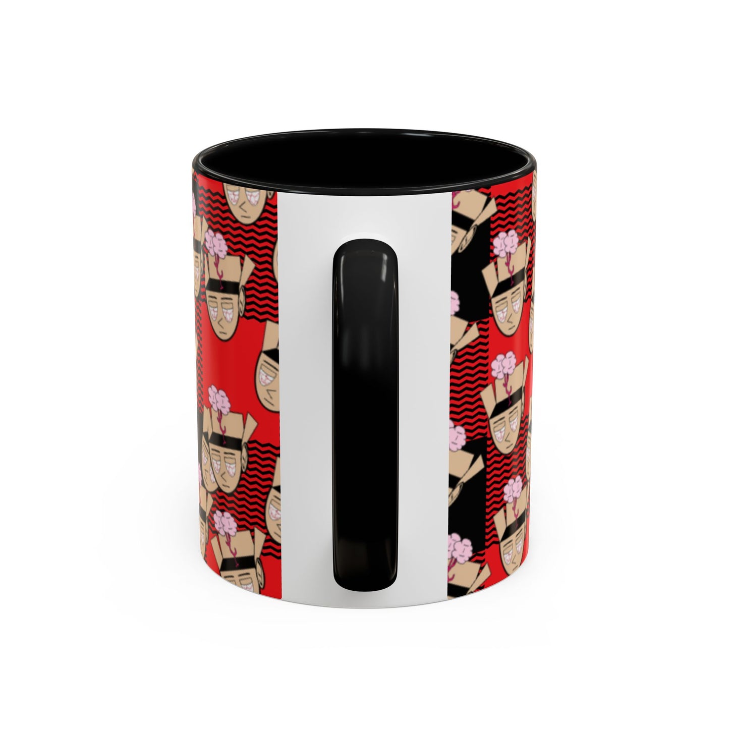 Red Black Plaid Mind Escaped Accent Coffee Mug (11, 15oz)