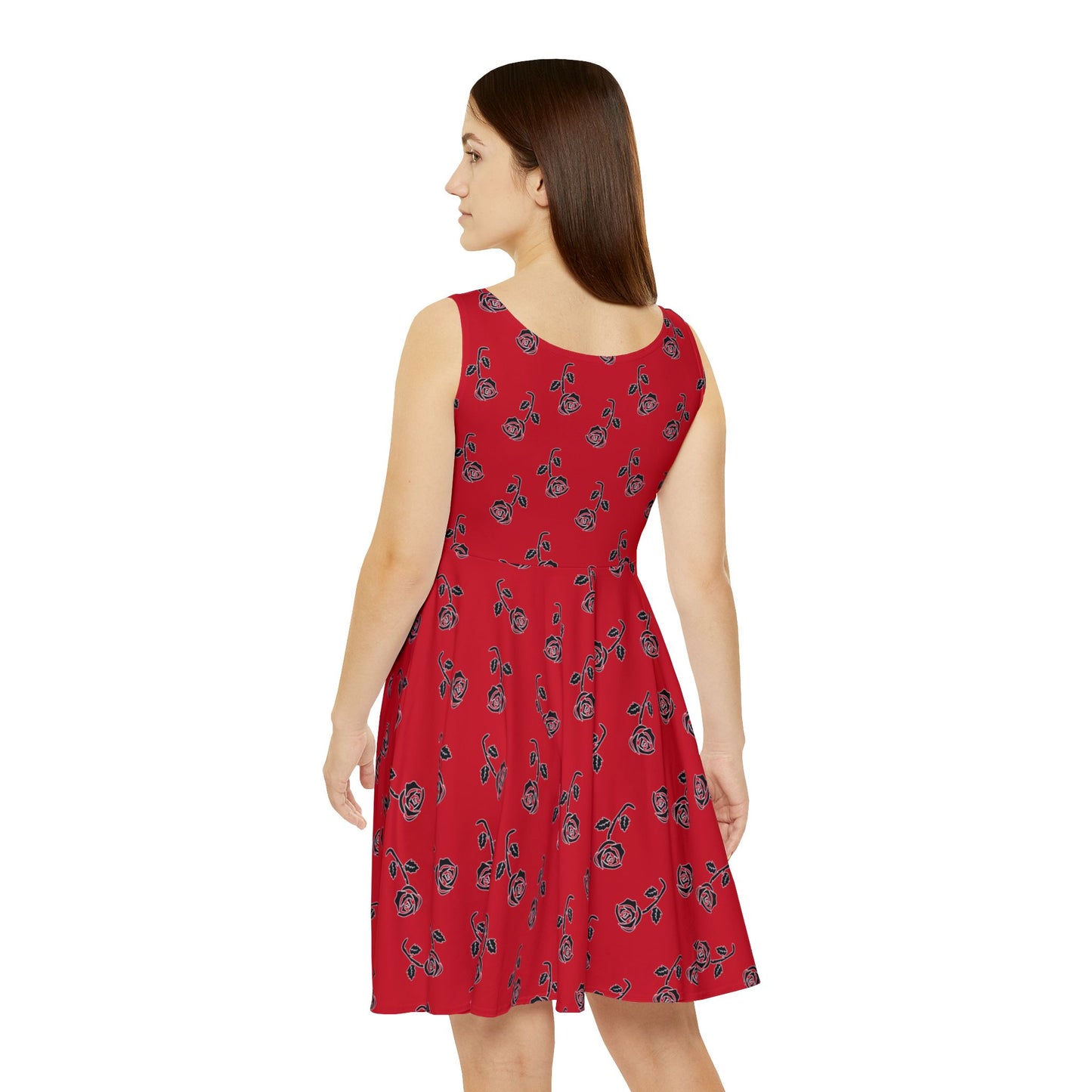 Red Falling Roses Women's Dress