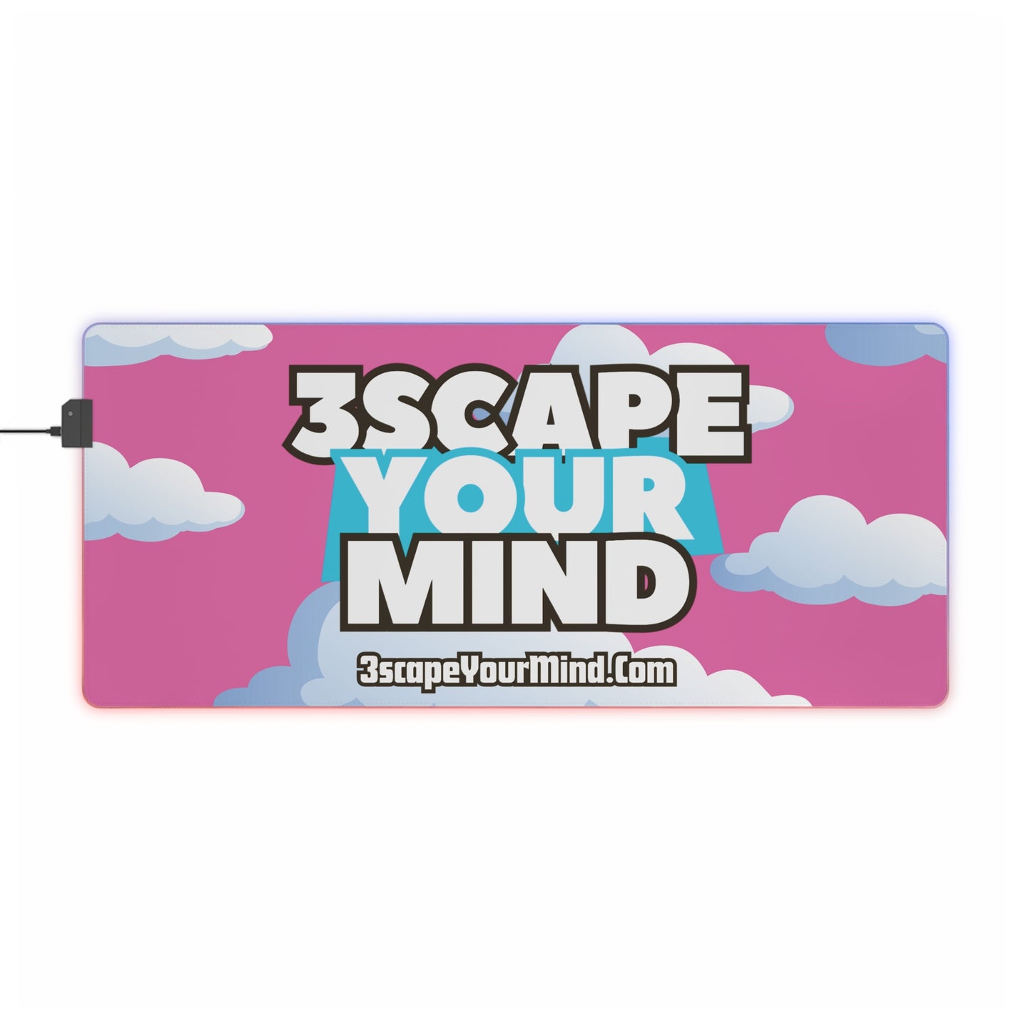 LED Pink Blue Clouds 3YM Mouse Pad