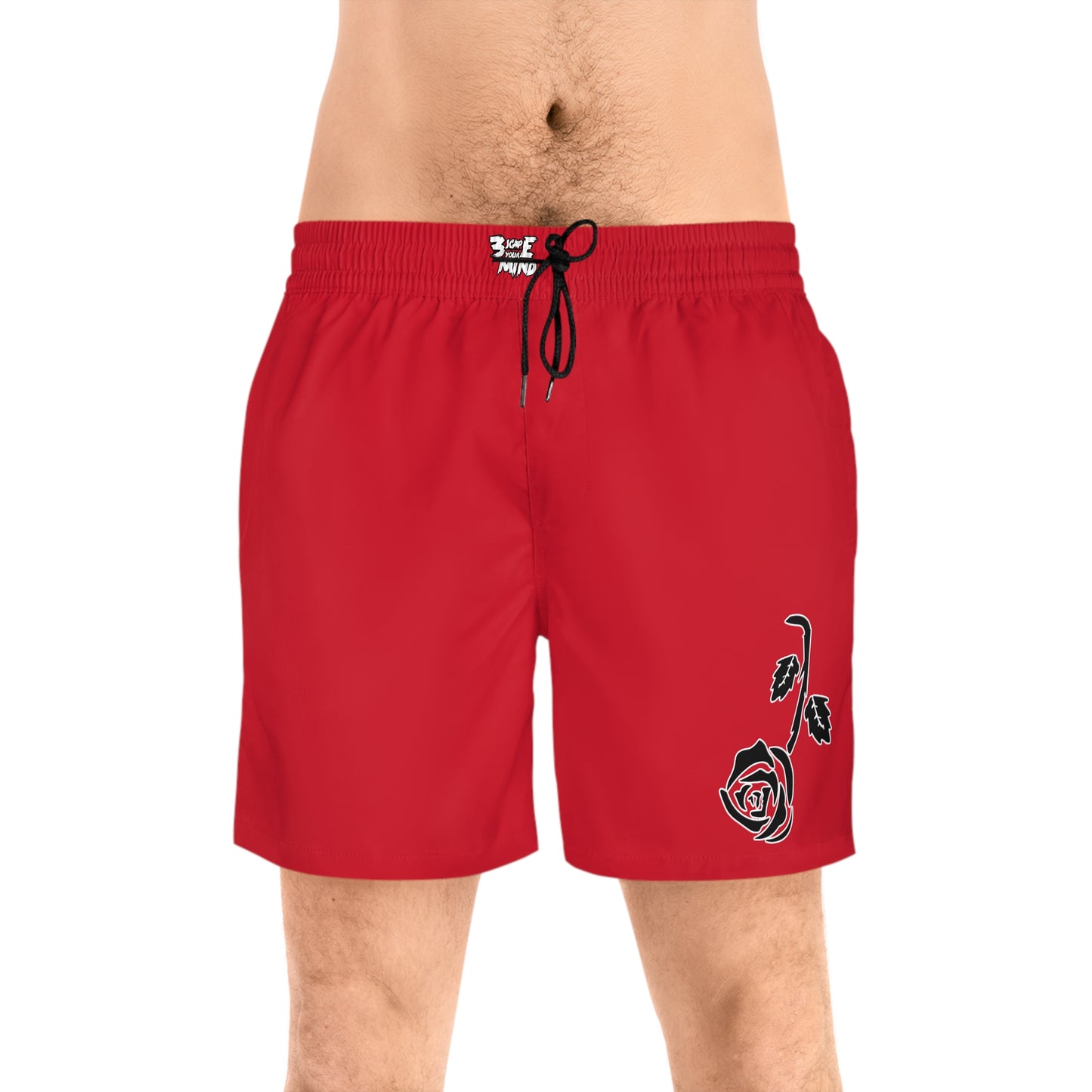 Red Falling Rose Swim Shorts