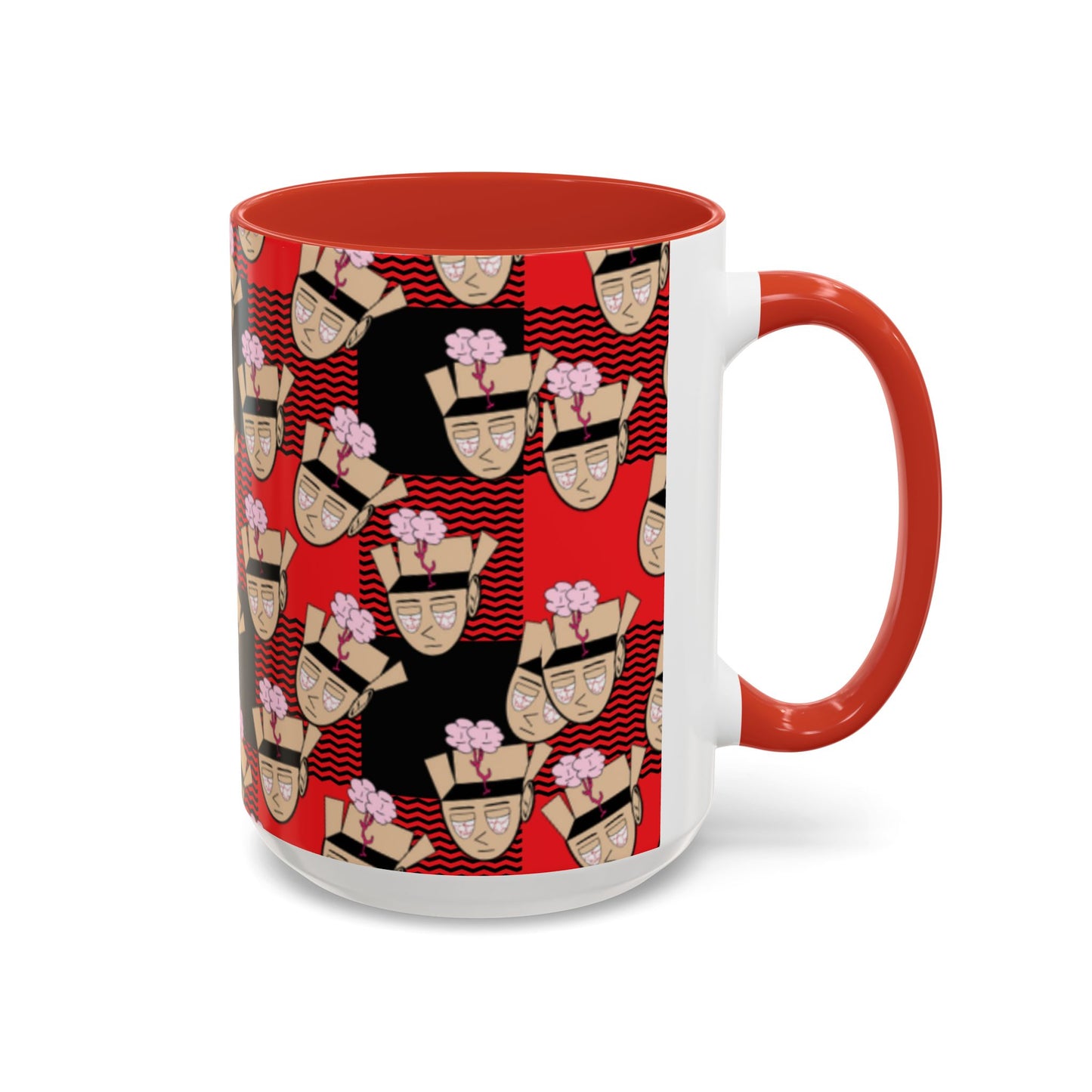 Red Black Plaid Mind Escaped Accent Coffee Mug (11, 15oz)