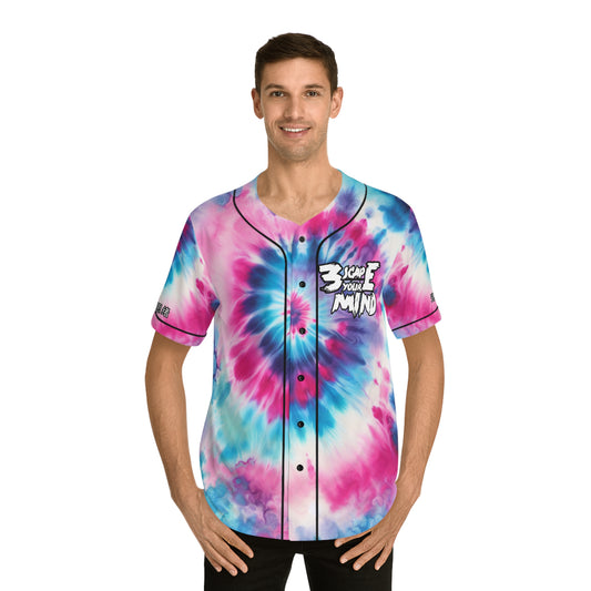 3YM Pink White Blue Tye Dye Baseball Jersey