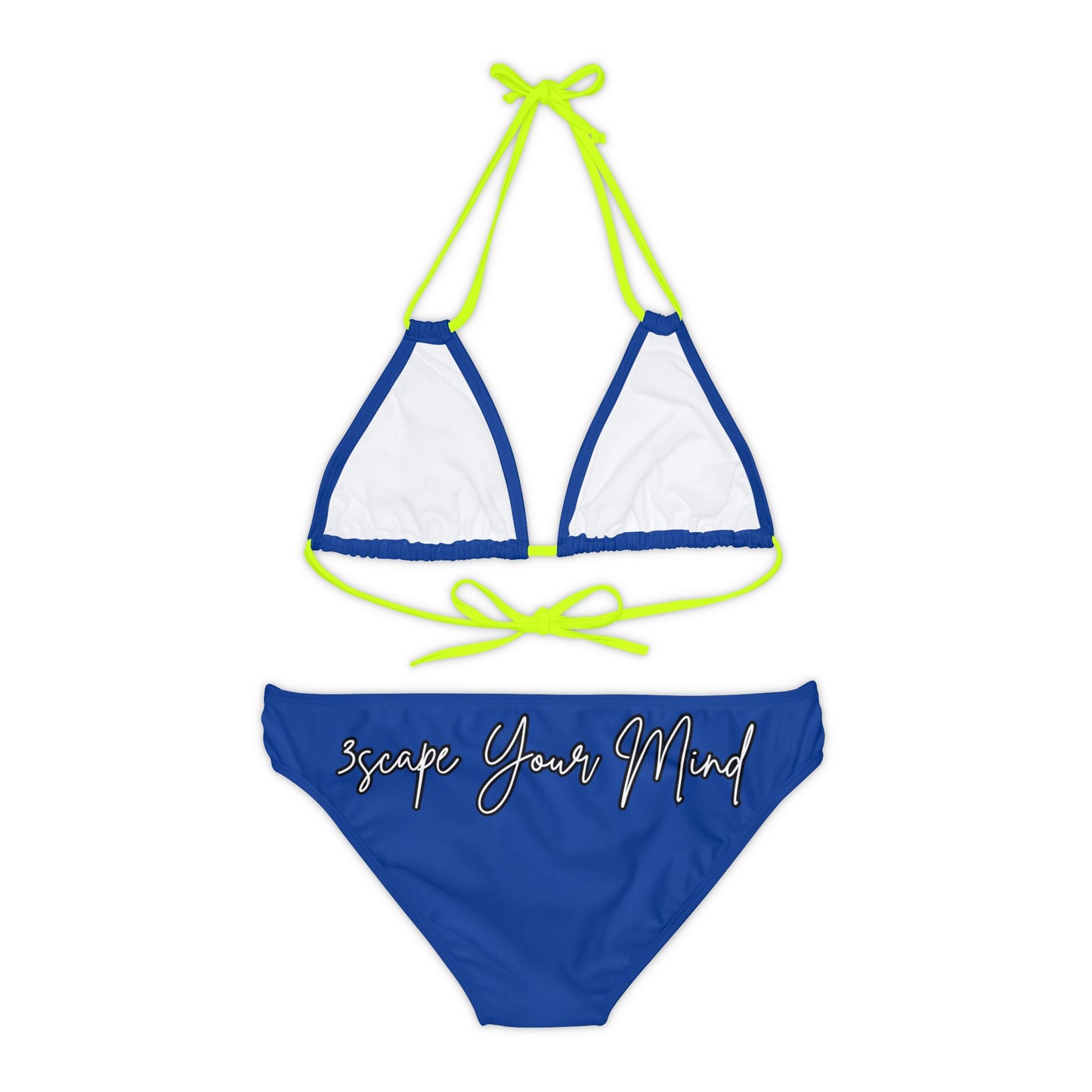 Blue Falling Rose 2 Piece Tie Up Swimsuit