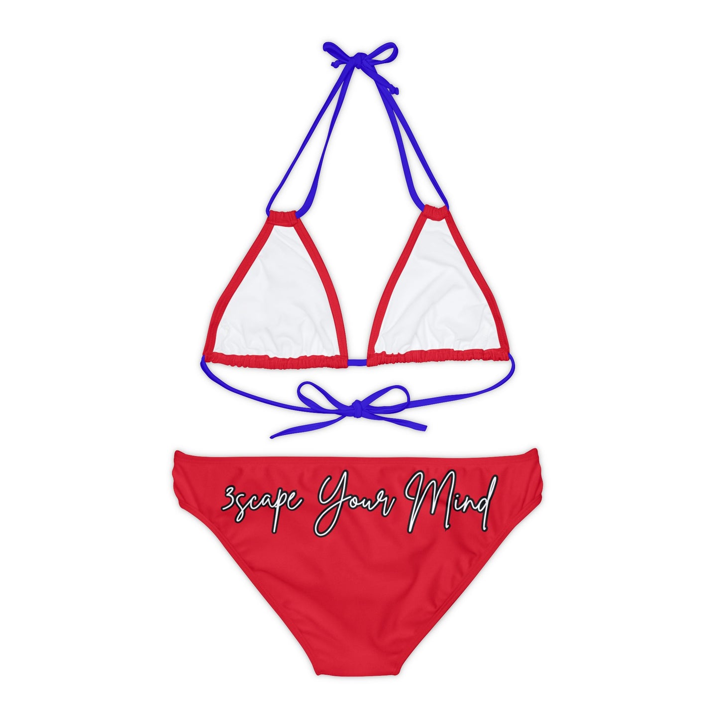 Red Falling Rose 2 Piece Tie Up Swimsuit