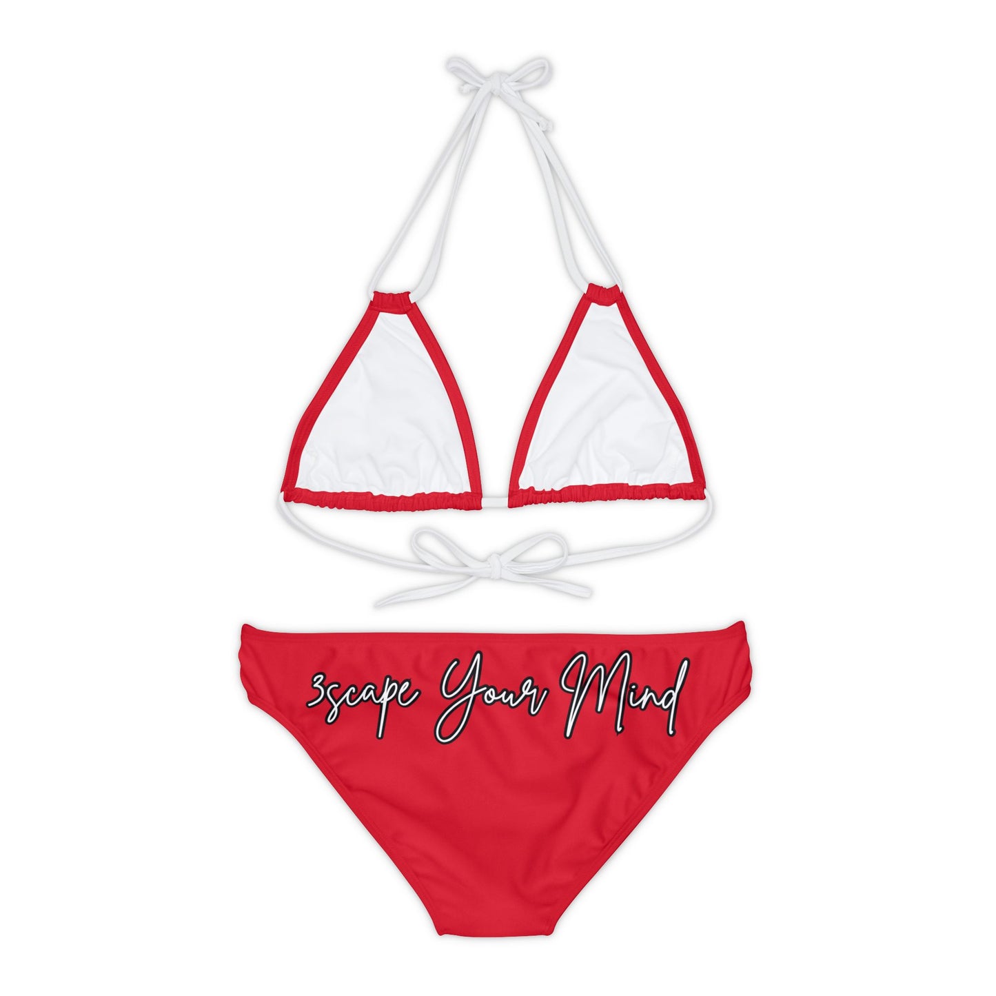 Red Falling Rose 2 Piece Tie Up Swimsuit