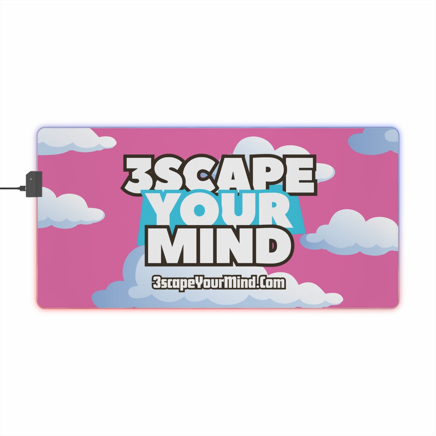 LED Pink Blue Clouds 3YM Mouse Pad