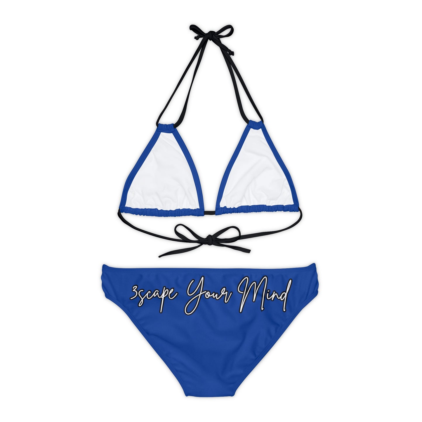 Blue Falling Rose 2 Piece Tie Up Swimsuit