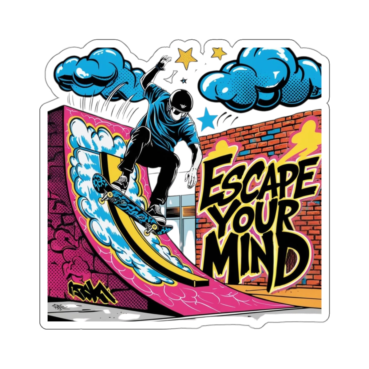 Escape Your Mind Skate Park Kiss-Cut Sticker