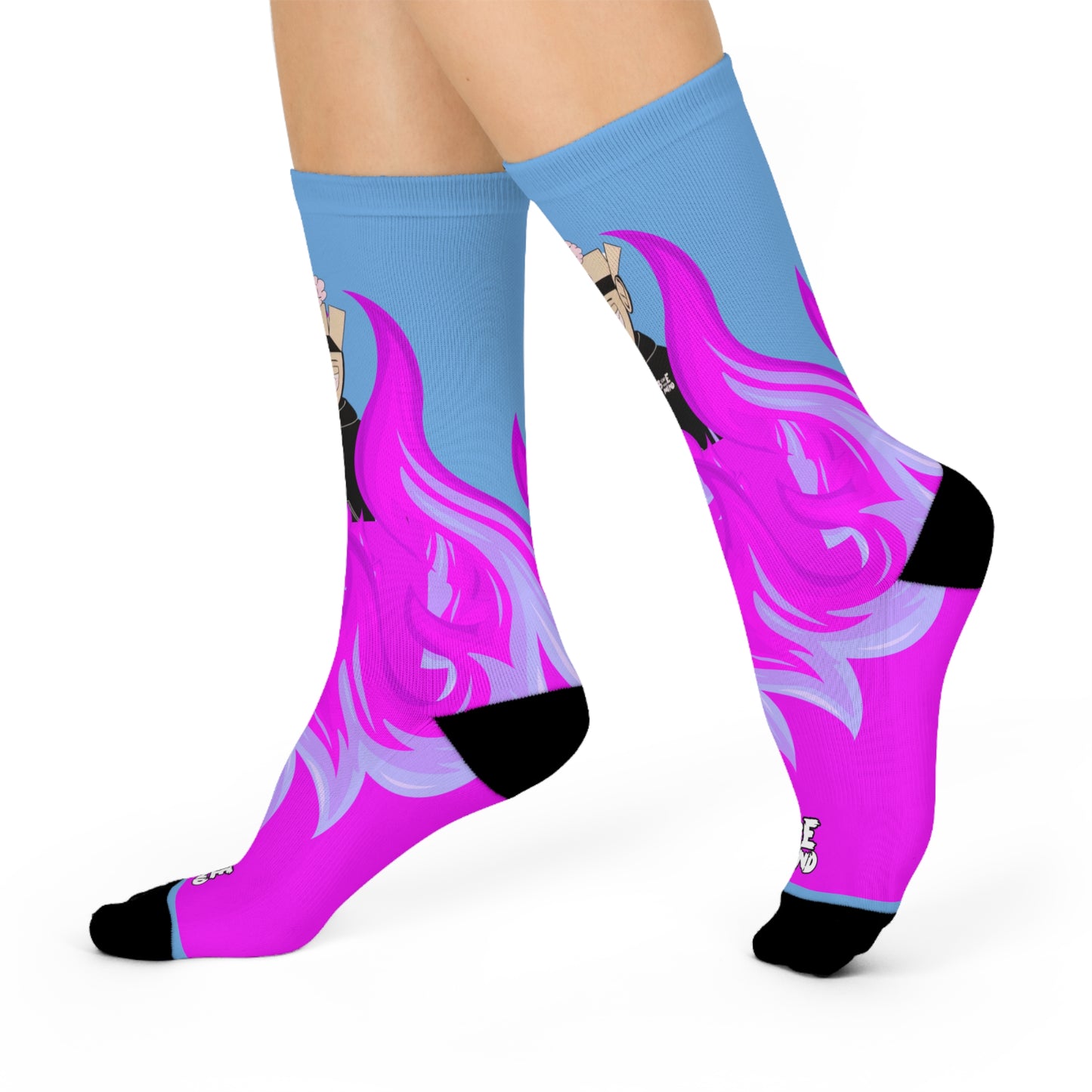 3YM Mascot in Pink Blue Fire Socks