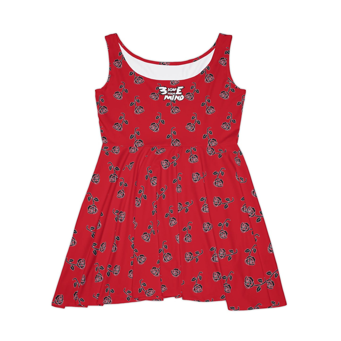 Red Falling Roses Women's Dress